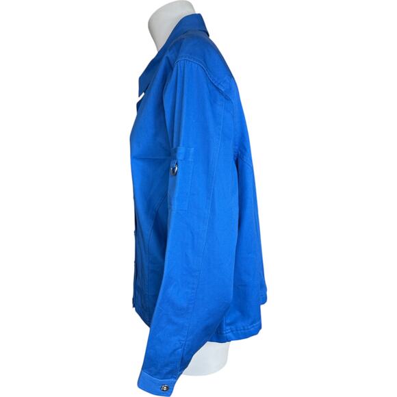 Bechamel Women's XL Blue Lightweight Button-Front Long Sleeve Jacket 100% Cotton - Picture 6 of 13